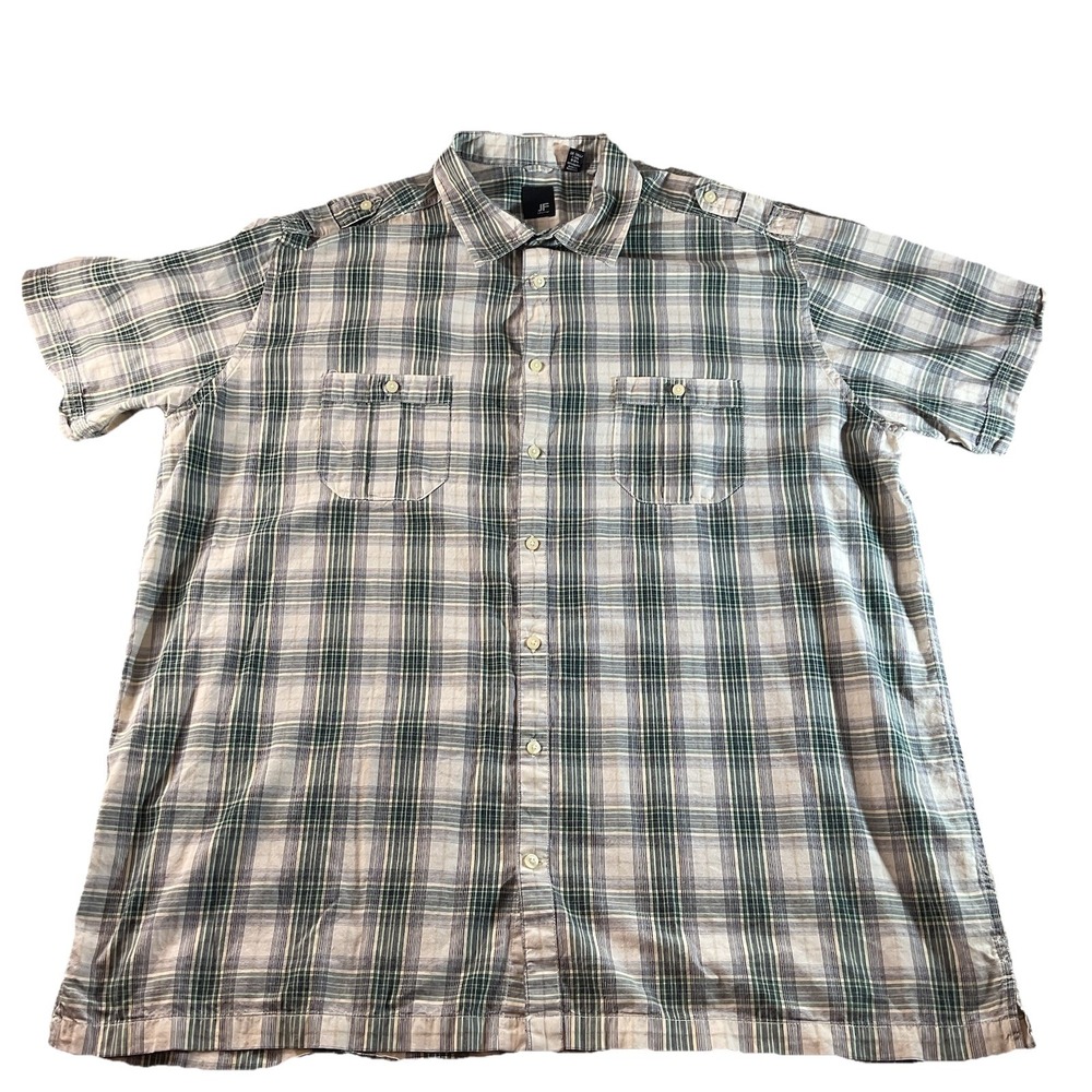 JF Ferrar Shirt 2XLT Button Up Short Sleeve Casual Mens - Picture 3 of 6